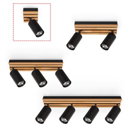 Brilagi - Точково осветително тяло SELE WOOD ACOUSTIC 1xGU10/30W/230V черно/дърво