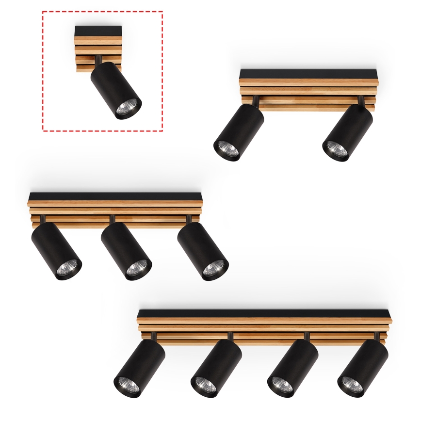Brilagi - Точково осветително тяло SELE WOOD ACOUSTIC 1xGU10/30W/230V черно/дърво