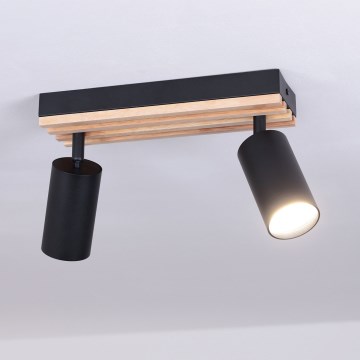 Brilagi - Точково осветително тяло SELE WOOD ACOUSTIC 2xGU10/30W/230V черно/дърво