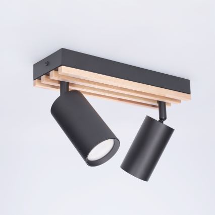 Brilagi - Точково осветително тяло SELE WOOD ACOUSTIC 2xGU10/30W/230V черно/дърво