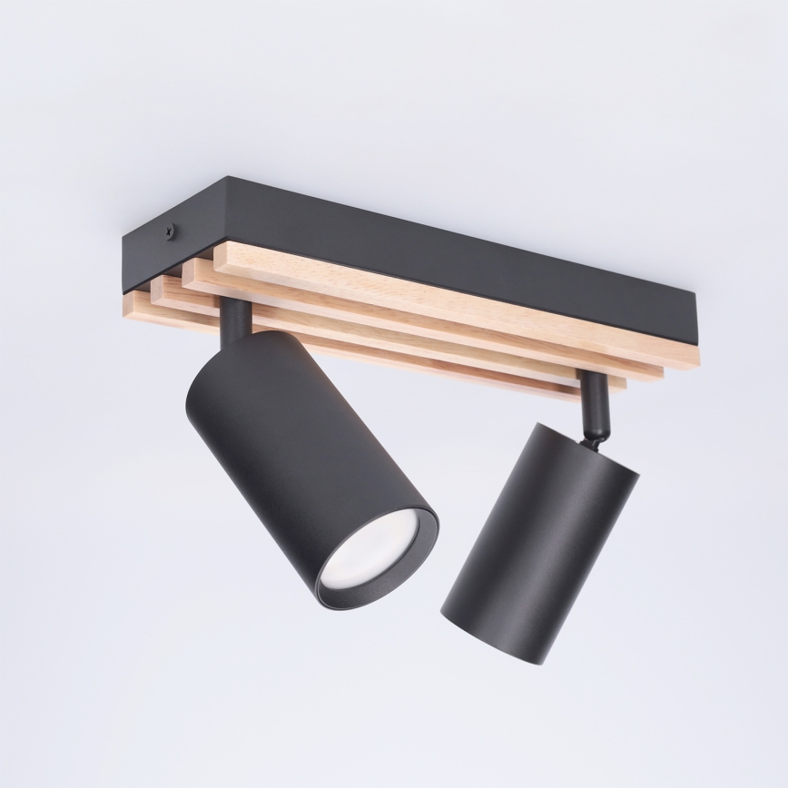 Brilagi - Точково осветително тяло SELE WOOD ACOUSTIC 2xGU10/30W/230V черно/дърво