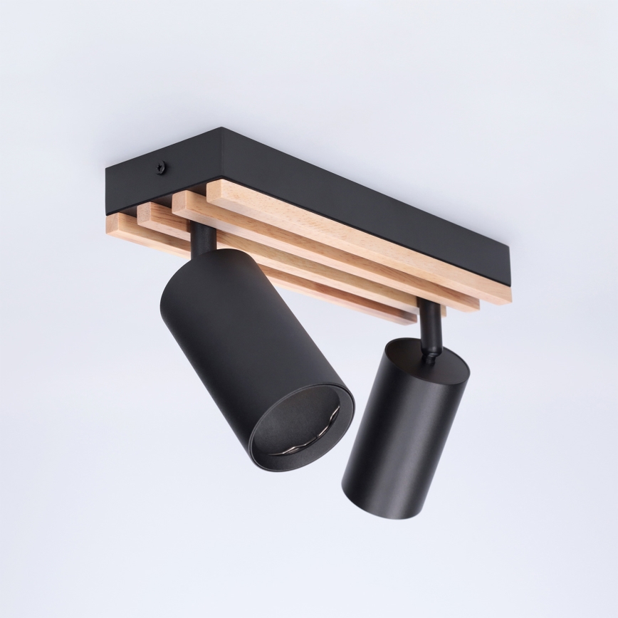 Brilagi - Точково осветително тяло SELE WOOD ACOUSTIC 2xGU10/30W/230V черно/дърво
