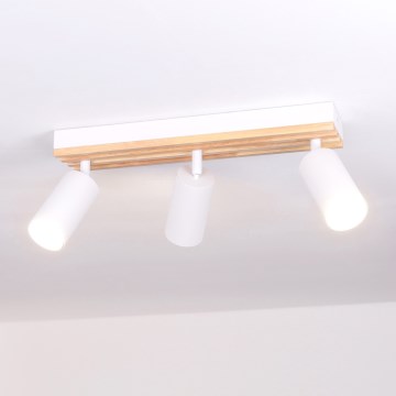 Brilagi - Точково осветително тяло SELE WOOD ACOUSTIC 3xGU10/30W/230V бяло/дърво