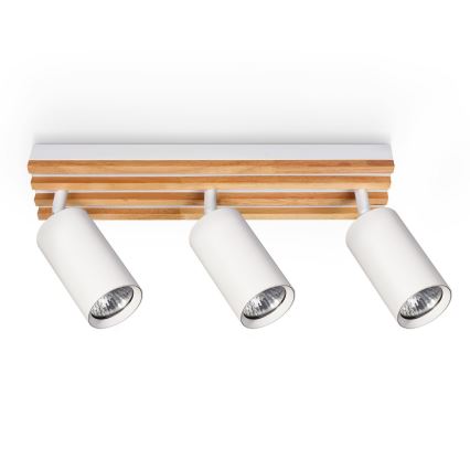 Brilagi - Точково осветително тяло SELE WOOD ACOUSTIC 3xGU10/30W/230V бяло/дърво