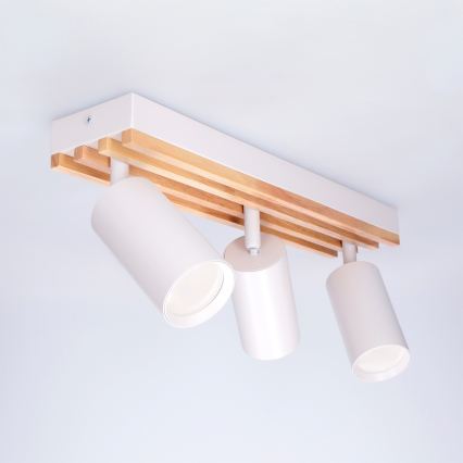 Brilagi - Точково осветително тяло SELE WOOD ACOUSTIC 3xGU10/30W/230V бяло/дърво