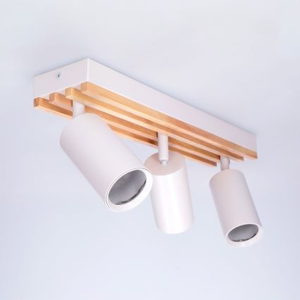 Brilagi - Точково осветително тяло SELE WOOD ACOUSTIC 3xGU10/30W/230V бяло/дърво