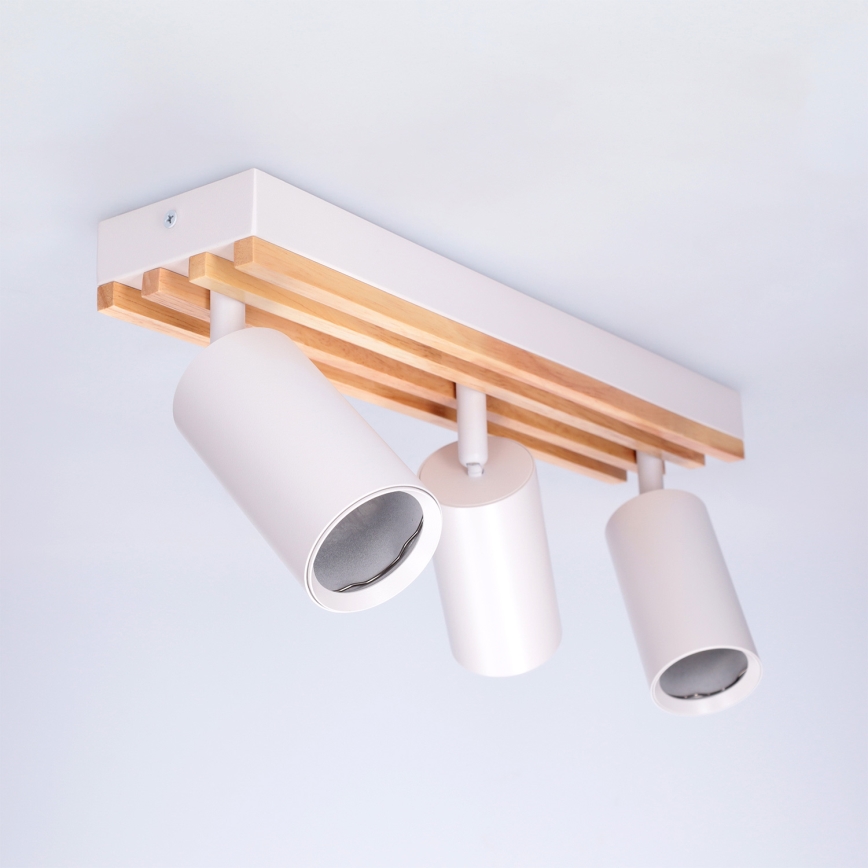 Brilagi - Точково осветително тяло SELE WOOD ACOUSTIC 3xGU10/30W/230V бяло/дърво