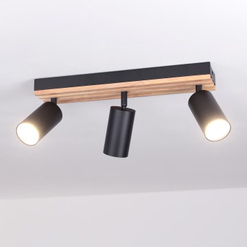 Brilagi - Точково осветително тяло SELE WOOD ACOUSTIC 3xGU10/30W/230V черно/дърво