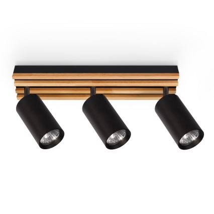 Brilagi - Точково осветително тяло SELE WOOD ACOUSTIC 3xGU10/30W/230V черно/дърво
