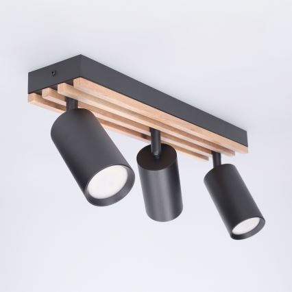 Brilagi - Точково осветително тяло SELE WOOD ACOUSTIC 3xGU10/30W/230V черно/дърво
