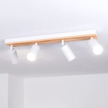 Brilagi - Точково осветително тяло SELE WOOD ACOUSTIC 4xGU10/30W/230V бяло/дърво