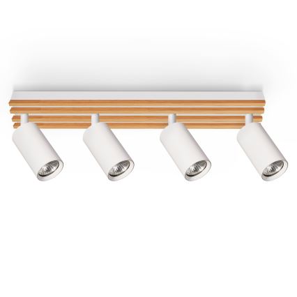 Brilagi - Точково осветително тяло SELE WOOD ACOUSTIC 4xGU10/30W/230V бяло/дърво