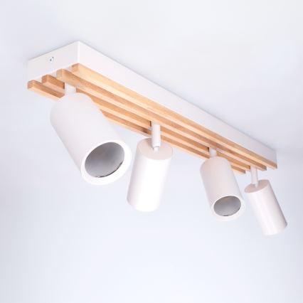 Brilagi - Точково осветително тяло SELE WOOD ACOUSTIC 4xGU10/30W/230V бяло/дърво