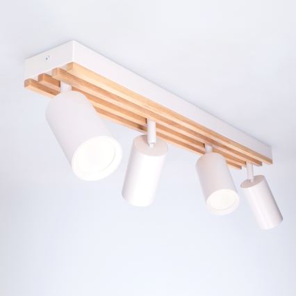 Brilagi - Точково осветително тяло SELE WOOD ACOUSTIC 4xGU10/30W/230V бяло/дърво