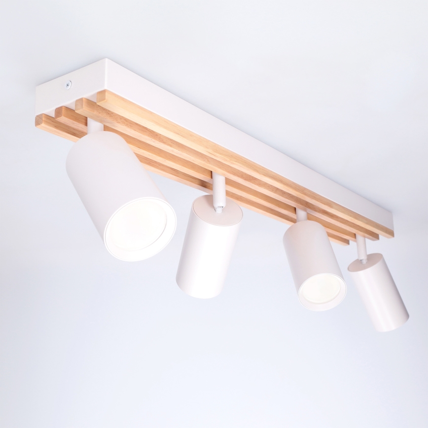 Brilagi - Точково осветително тяло SELE WOOD ACOUSTIC 4xGU10/30W/230V бяло/дърво