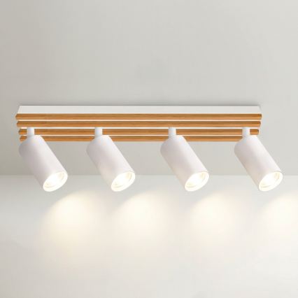 Brilagi - Точково осветително тяло SELE WOOD ACOUSTIC 4xGU10/30W/230V бяло/дърво