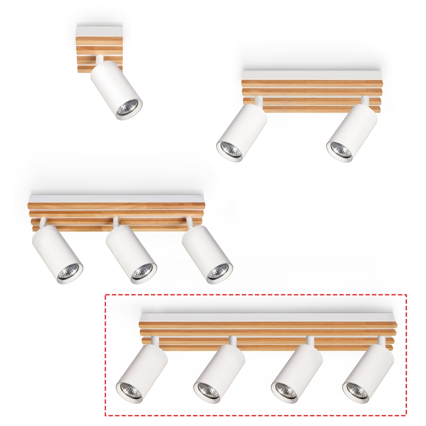 Brilagi - Точково осветително тяло SELE WOOD ACOUSTIC 4xGU10/30W/230V бяло/дърво