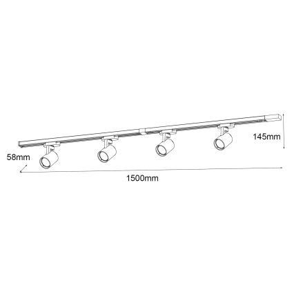 Brilagi - Точково осветително тяло за релсова система HUSKY 4xGU10/10W/230V черно