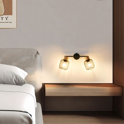 Brilagi - Точково осветително тяло BASKLITE 2xE27/15W/230V каучуково дърво/черно