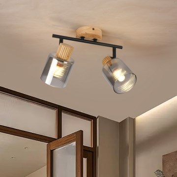 Brilagi - Точково осветително тяло HYGGE 2xE14/15W/230V каучуково дърво/опушено