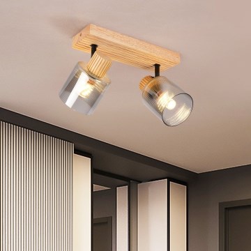 Brilagi - Точково осветително тяло HYGGE 2xE14/15W/230V каучуково дърво/опушено