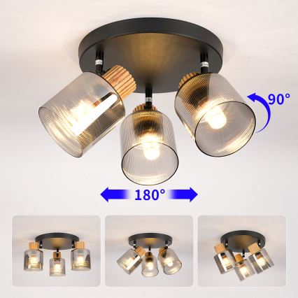 Brilagi - Точково осветително тяло HYGGE 3xE14/15W/230V черно/опушено
