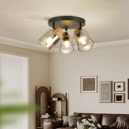 Brilagi - Точково осветително тяло HYGGE 3xE14/15W/230V черно/опушено