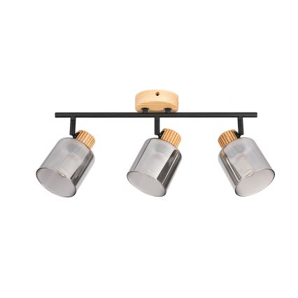 Brilagi - Точково осветително тяло HYGGE 3xE14/15W/230V каучуково дърво/димно