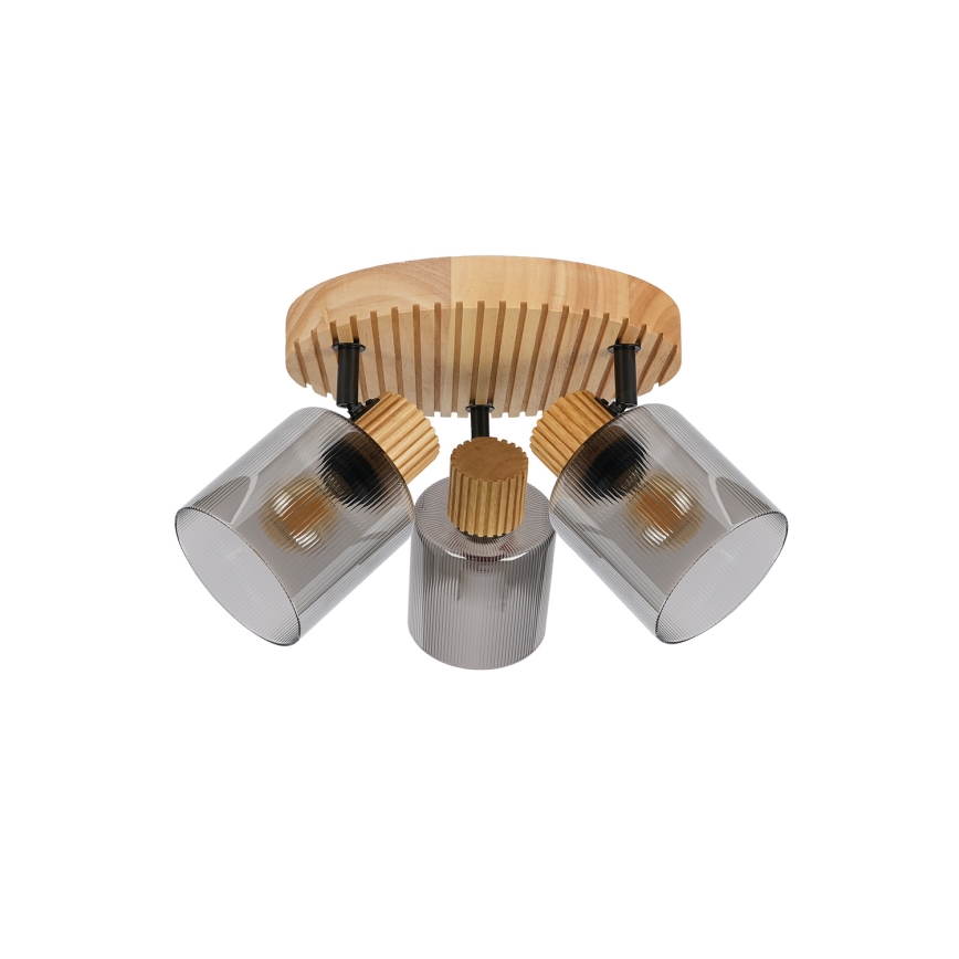 Brilagi - Точково осветително тяло HYGGE 3xE14/15W/230V каучуково дърво/опушено