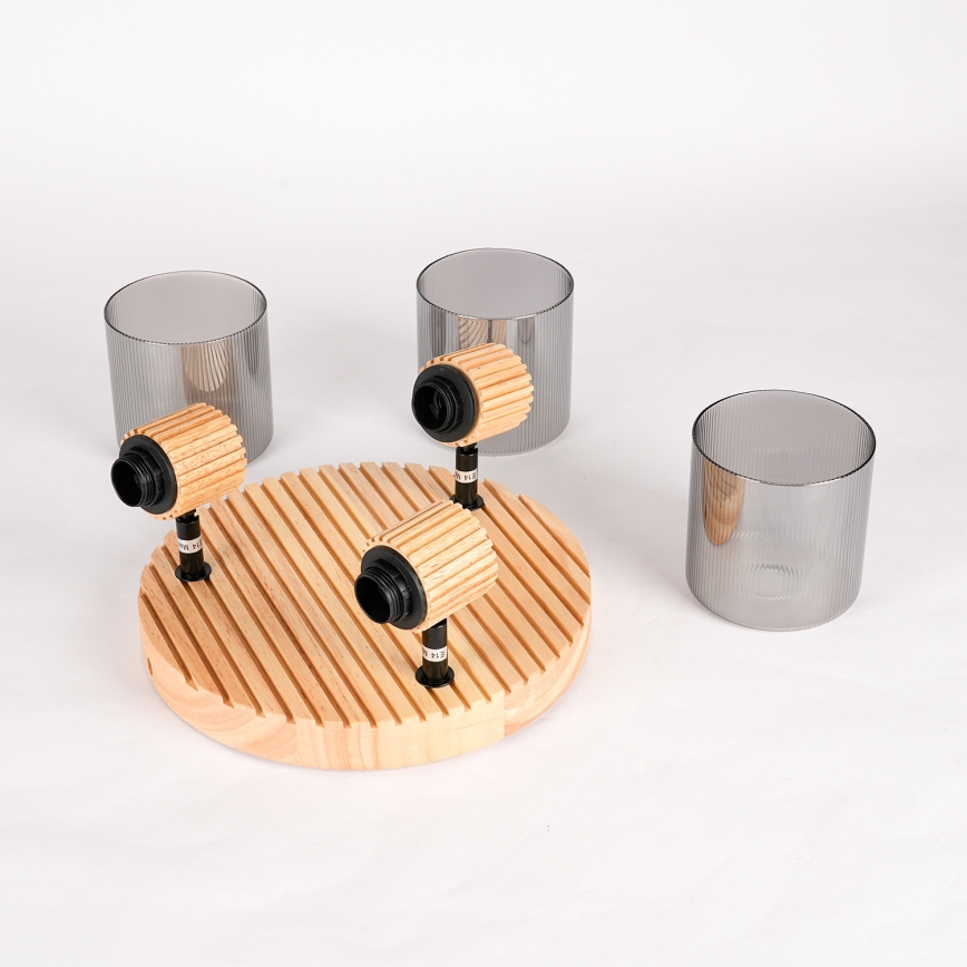 Brilagi - Точково осветително тяло HYGGE 3xE14/15W/230V каучуково дърво/опушено