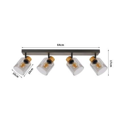 Brilagi - Точково осветително тяло HYGGE 4xE14/15W/230V черно/димно