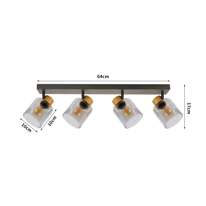 Brilagi - Точково осветително тяло HYGGE 4xE14/15W/230V черно/димно