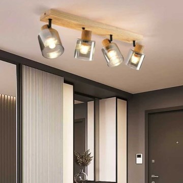 Brilagi - Точково осветително тяло HYGGE 4xE14/15W/230V каучуково дърво/опушено