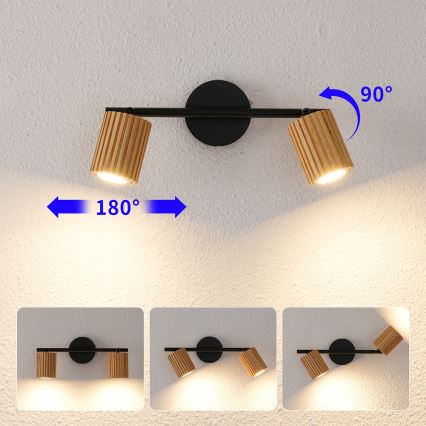 Brilagi - Точково осветително тяло MODERN WOOD 2xGU10/8W/230V каучуково дърво/черен