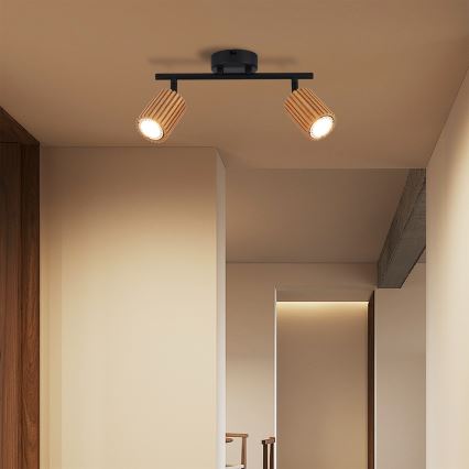 Brilagi - Точково осветително тяло MODERN WOOD 2xGU10/8W/230V каучуково дърво/черен