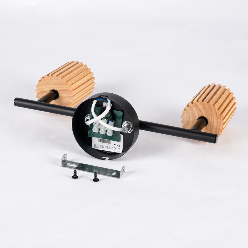 Brilagi - Точково осветително тяло MODERN WOOD 2xGU10/8W/230V каучуково дърво/черен