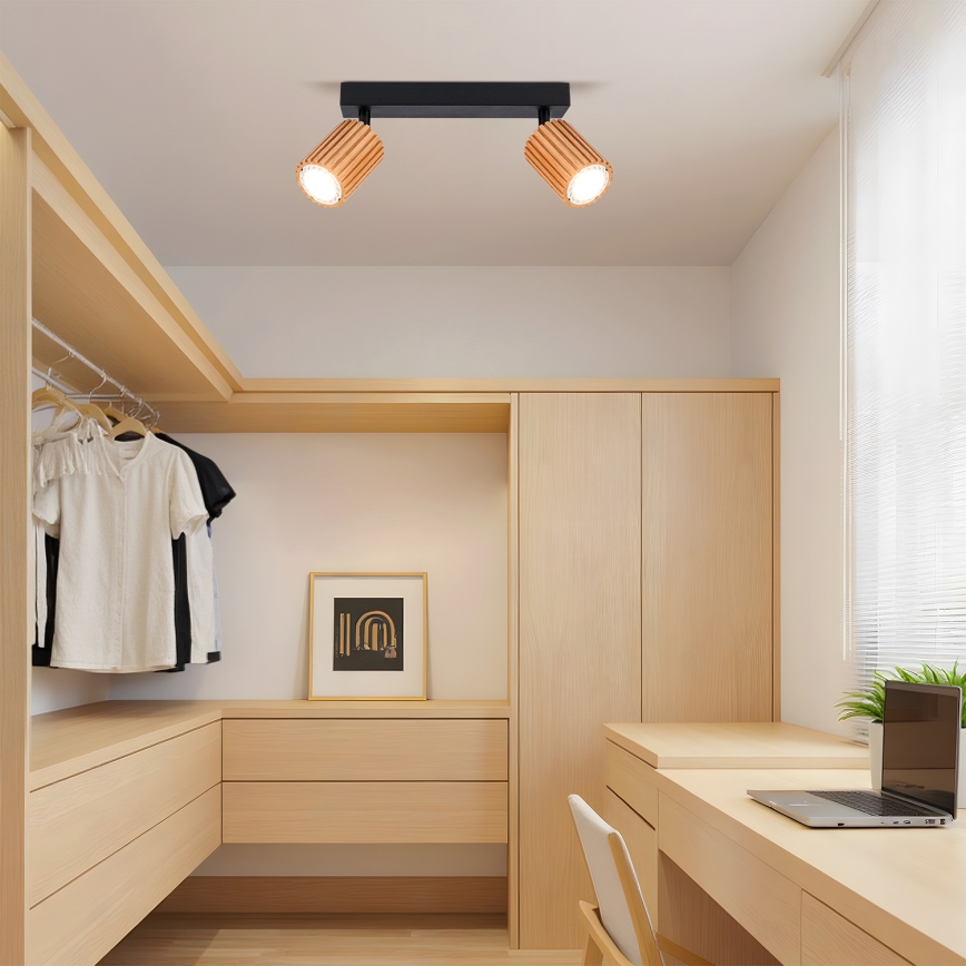 Brilagi - Точково осветително тяло MODERN WOOD 2xGU10/8W/230V каучуково дърво/черно