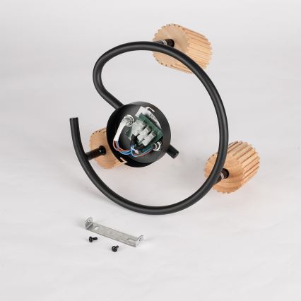 Brilagi - Точково осветително тяло MODERN WOOD 3xGU10/8W/230V каучуково дърво/черно