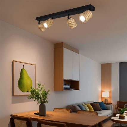 Brilagi - Точково осветително тяло MODERN WOOD 4xGU10/8W/230V каучуково дърво/черно