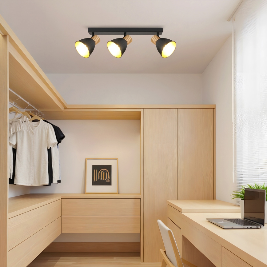 Brilagi - Точково осветително тяло ODENSE 3xE14/10W/230V каучукова дървесина/черно