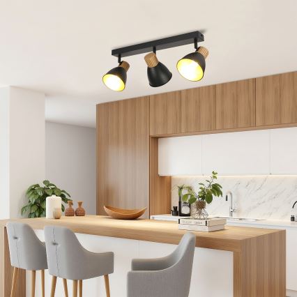 Brilagi - Точково осветително тяло ODENSE 3xE14/10W/230V каучукова дървесина/черно