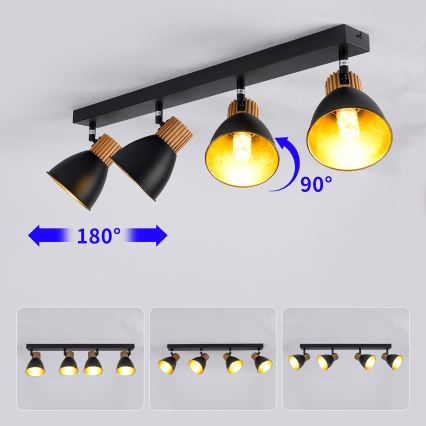Brilagi - Точково осветително тяло ODENSE 4xE14/10W/230V каучуково дърво/черно