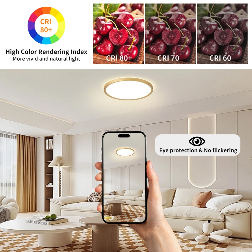 Brilagi - LED таванно осветително тяло за баня ULTRA SLIM LED/18W/230V Ø30 см, златисто, IP54