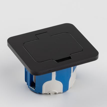 Brilagi - Вграден външен подов контакт IP55, черен, правоъгълен