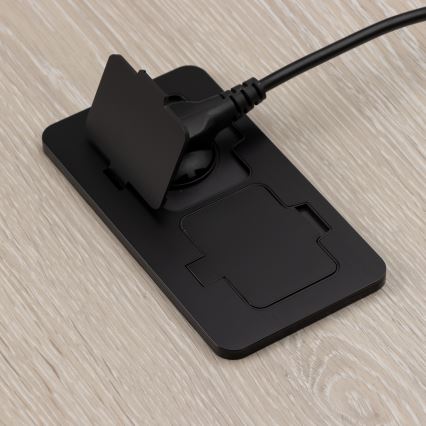 Brilagi - Вградена подова двойна розетка за външна употреба IP55, черна, правоъгълна