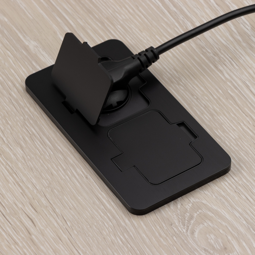 Brilagi - Вградена подова двойна розетка за външна употреба IP55, черна, правоъгълна