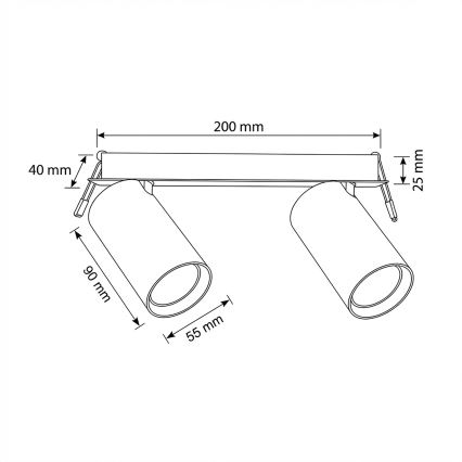 Brilagi - Вградено осветително тяло SELE 2xGU10/30W/230V черно
