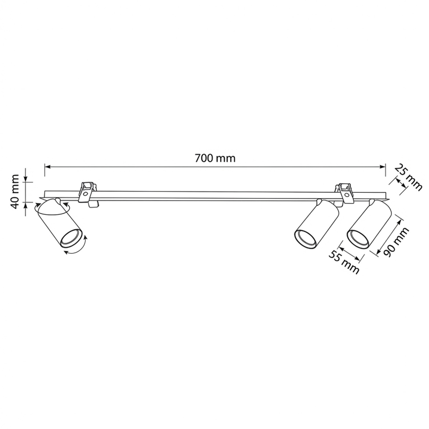 Brilagi - Вградено осветително тяло SELE 3xGU10/30W/230V бяло