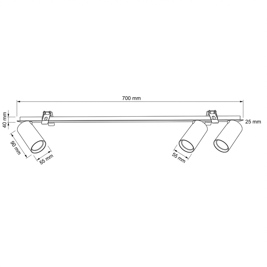 Brilagi - Вградено осветително тяло SELE 3xGU10/30W/230V, черно