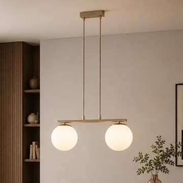 Brilagi - Висящ полилей MILO на кабел 2xE27/60W/230V бежово/златисто